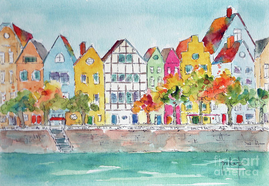 Cologne Along The Rhine Painting by Pat Katz