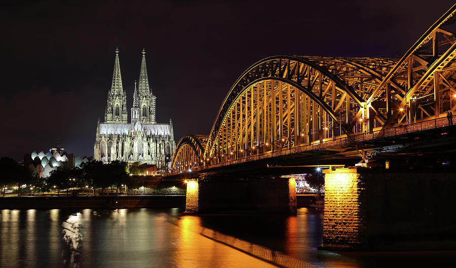 Bridge Photograph - Cologne Cathedral and Bridge by Holger Ostwald