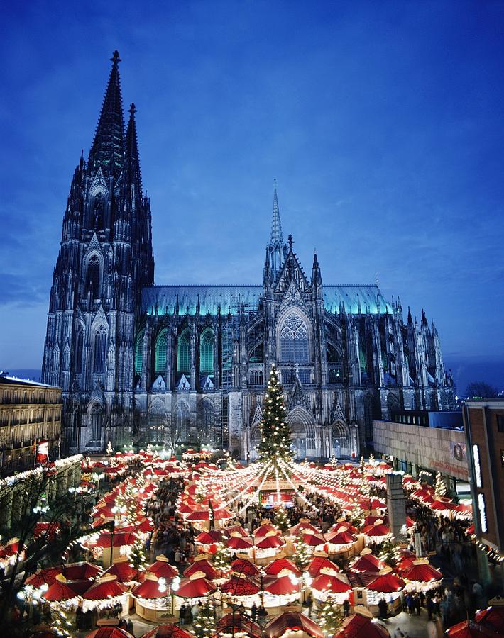 Christmas Photograph - Cologne Cathedral And Christmas Market by Axiom Photographic