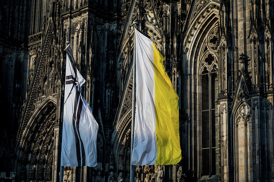 Cologne Cathedral Flags Photograph by Ross Henton