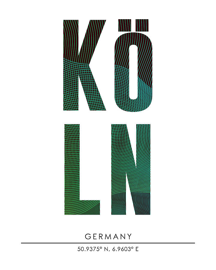Cologne, Germany - City Name Typography - Minimalist City Posters Mixed Media by Studio Grafiikka