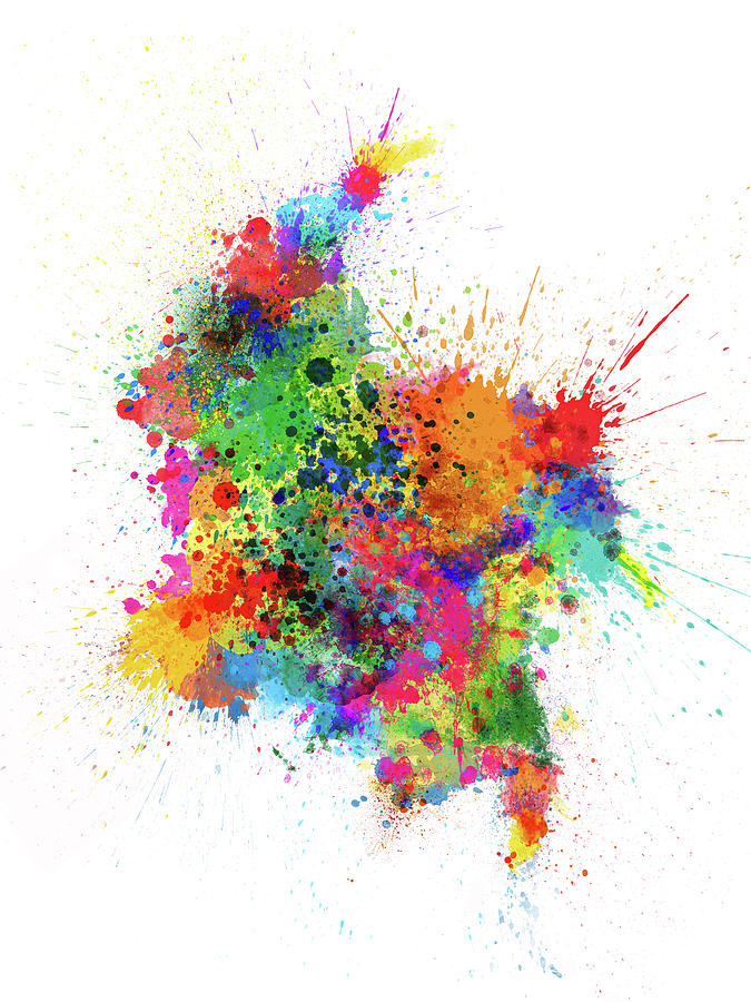 Watercolor Digital Art - Colombia Paint Splashes Map by Michael Tompsett