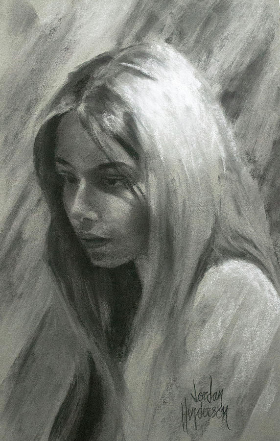 Portrait of Woman in Charcoal Drawing by Jordan Henderson