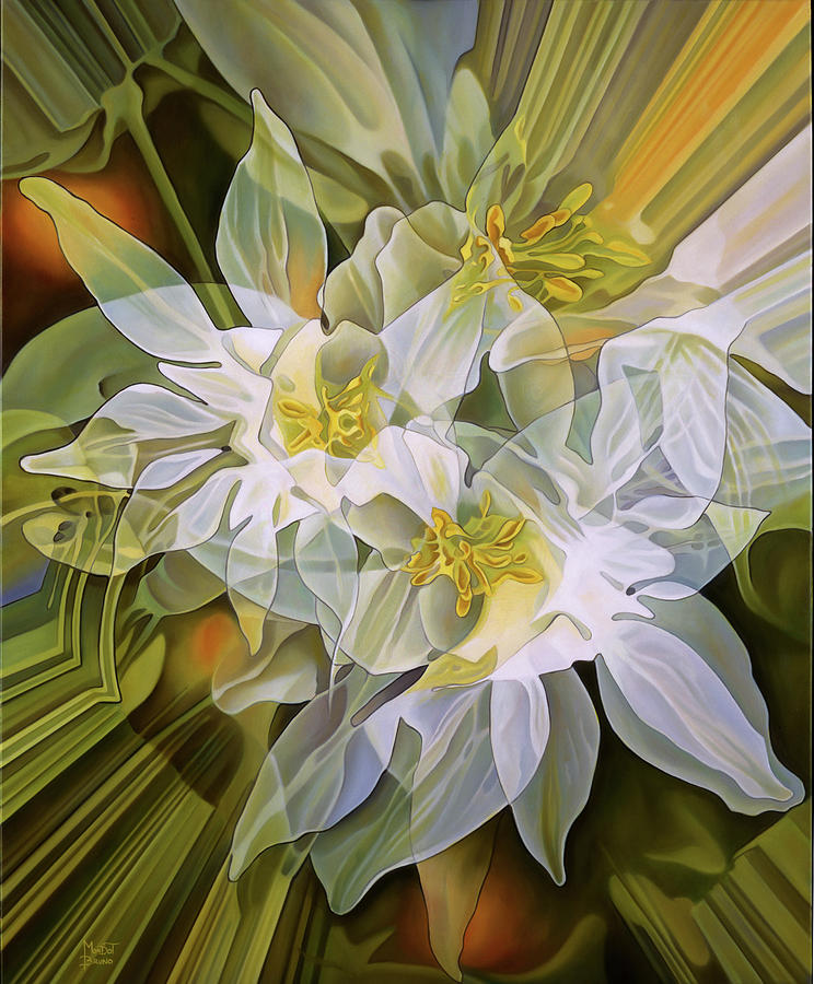 Fleurs Painting - Colombine  by Mondot Bruno