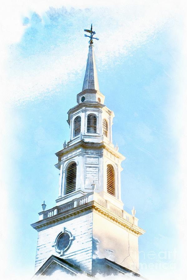 Colonial Church Concord Painting by Edward Fielding