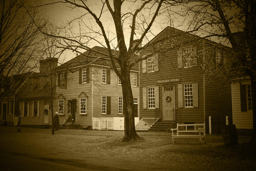 Colonial Shops - BW Photograph by Lou Ford