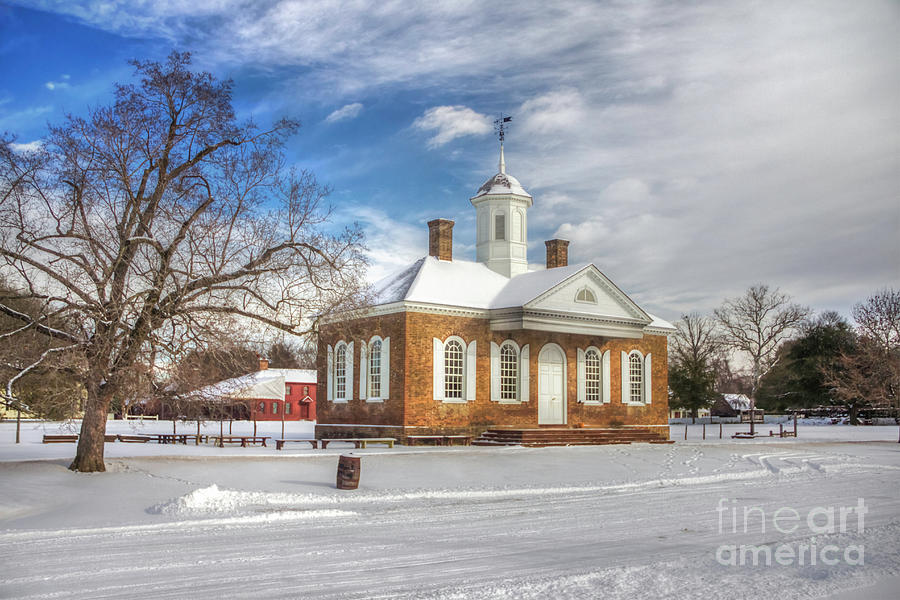 Colonial Williamsburg Courthouse in Winter Photograph by Karen Jorstad