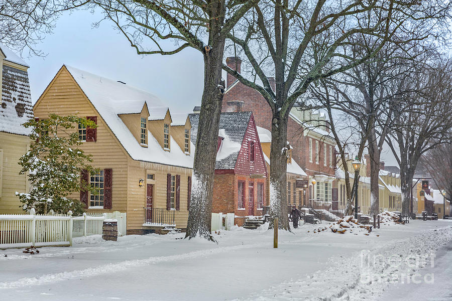 Colonial Williamsburg Shops in Winter Photograph by Karen Jorstad