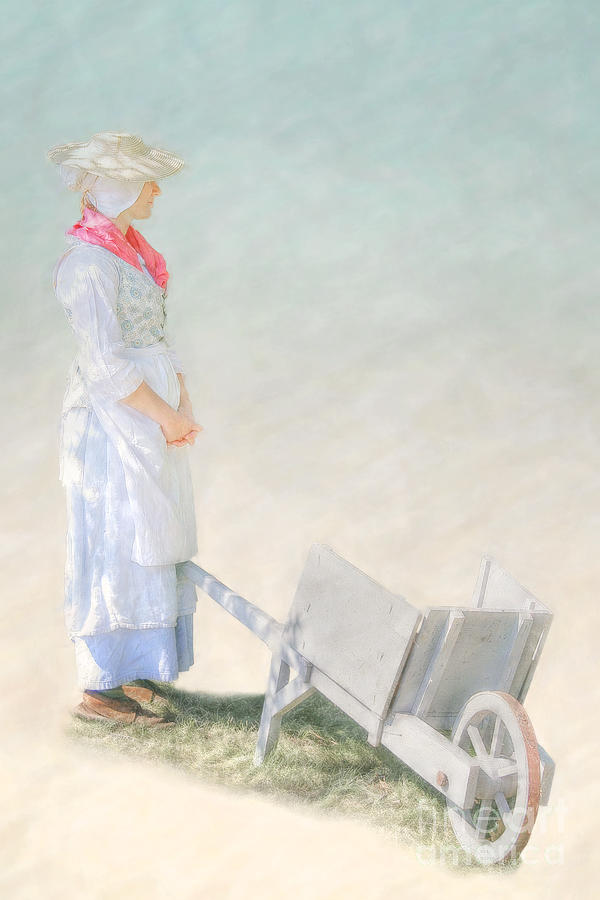 Colonial Woman with Wheelbarrow Digital Art by Randy Steele