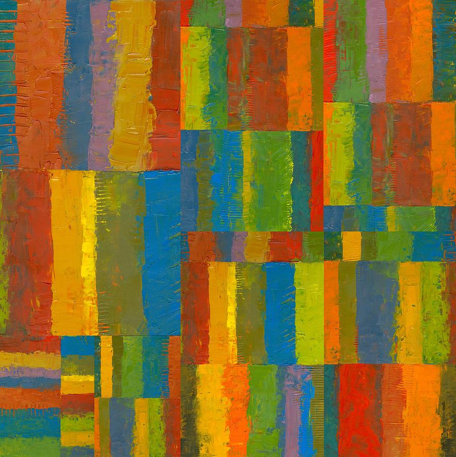 Color Collage with Stripes 2.0 Painting by Michelle Calkins