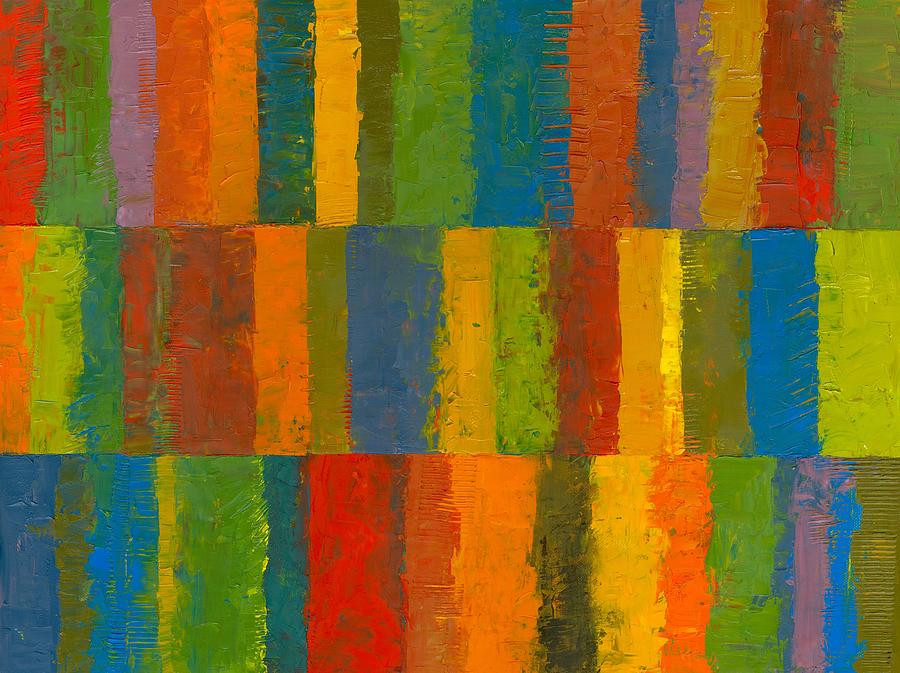 Color Collage with Stripes Painting by Michelle Calkins