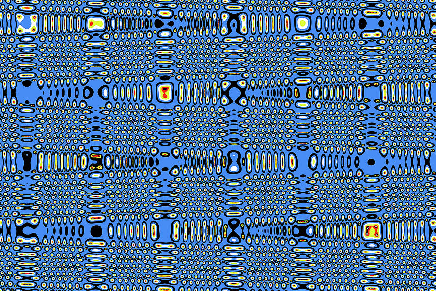 Color Dots On Blue Panel Abstract Digital Art by Tom Janca