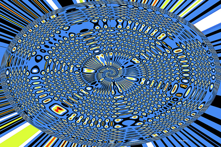 Color Dots On Blue Panel Oval Abstract Digital Art by Tom Janca