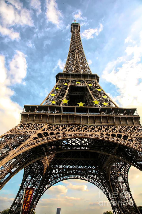 Color Eiffel Tower Sky Blue  Photograph by Chuck Kuhn