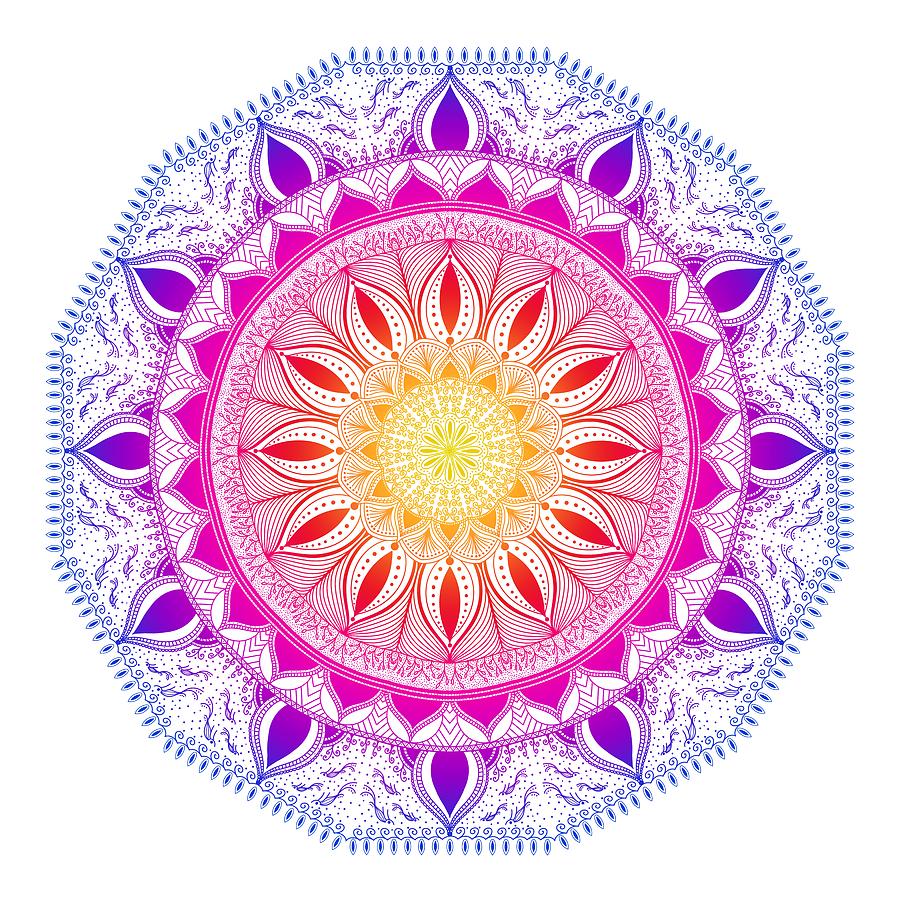 Pattern Digital Art - Color Life Circle Mandala - Zendala - Customize Your Background Color by SharaLee Art