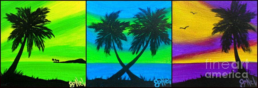 Beach Painting - Color Pop Palms by JoNeL Art