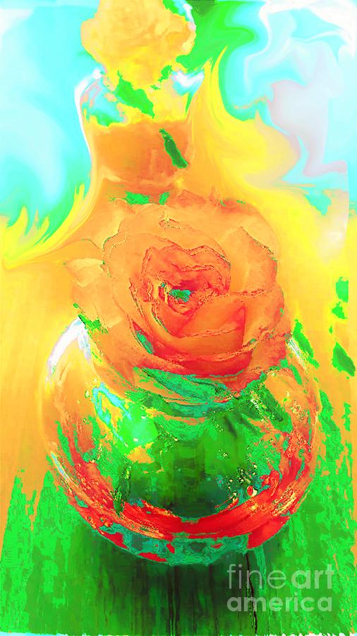 Color Rose Vase Digital Art by Tracey Lee Cassin
