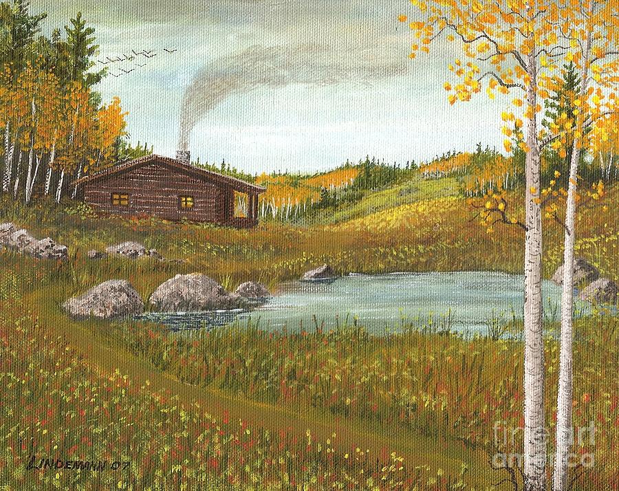 Fall Painting - Colorado Cabin by Don Lindemann