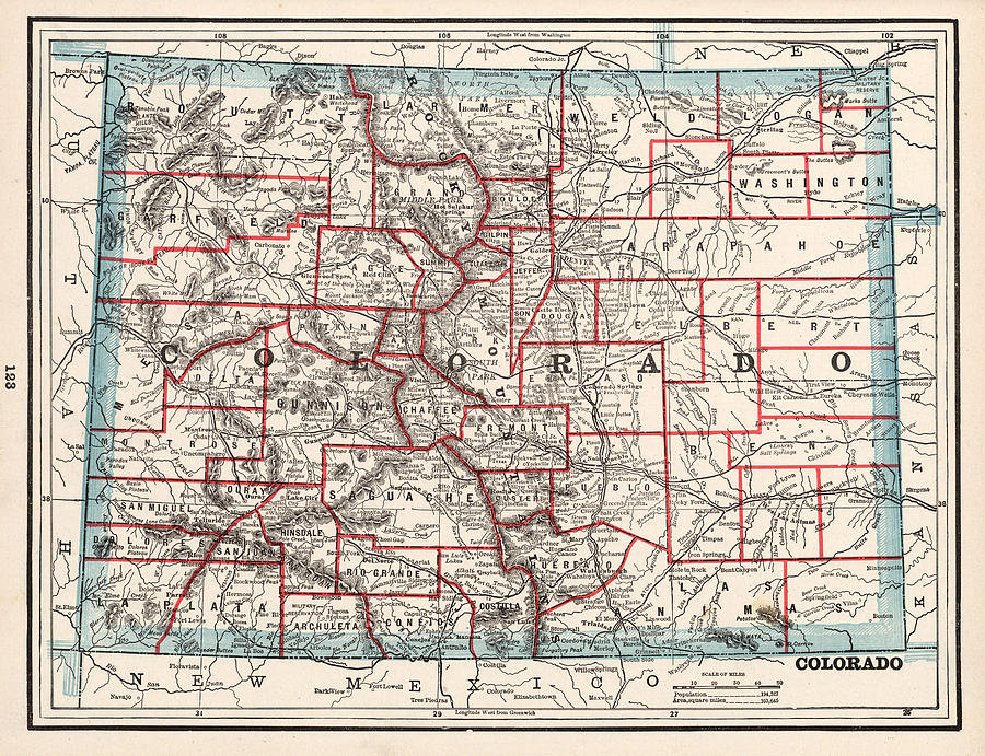 Colorado Counties Map Drawing by CartographyAssociates - Fine Art America