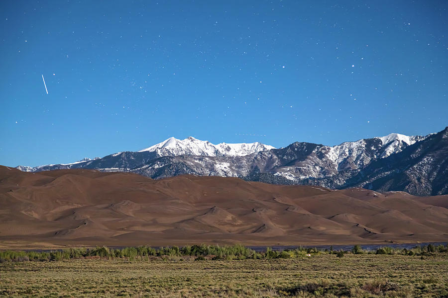 Colorado Great Sand Dunes With Falling Star Photograph