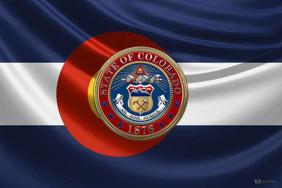 Colorado Great Seal over State Flag Digital Art by Serge Averbukh
