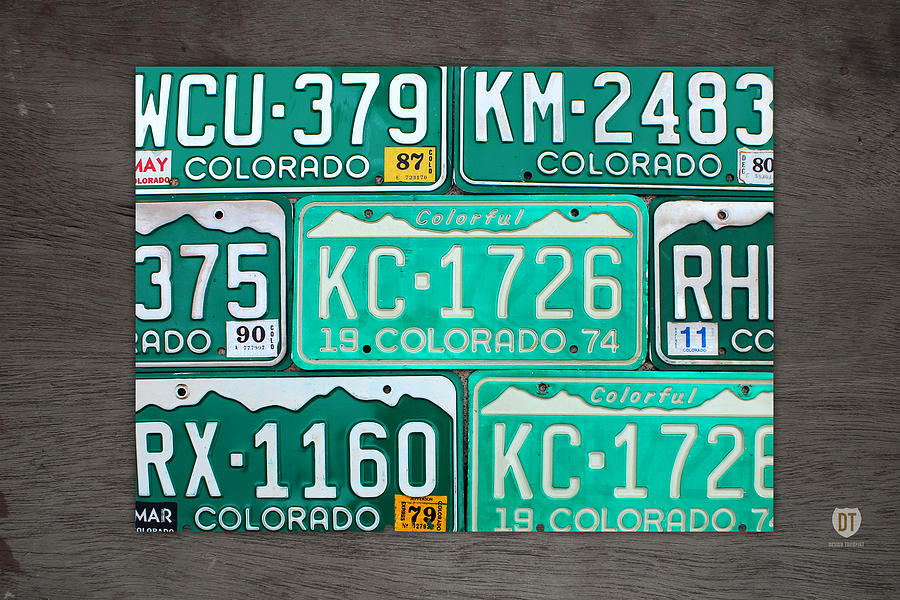 Map Mixed Media - Colorado License Plate Map Recycled Car Tag Art by Design Turnpike