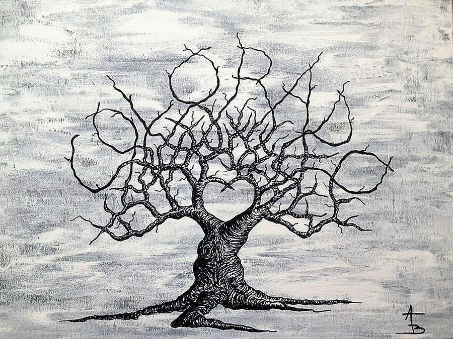 Colorado Love Tree Blk/Wht Drawing by Aaron Bombalicki