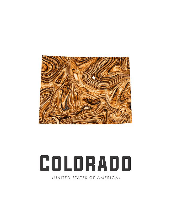Colorado Map Art Abstract in Brown Mixed Media by Studio Grafiikka