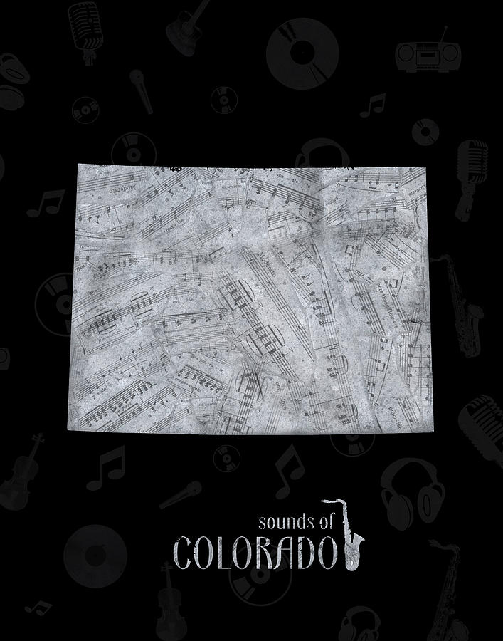Colorado Map Music Notes 2 Digital Art