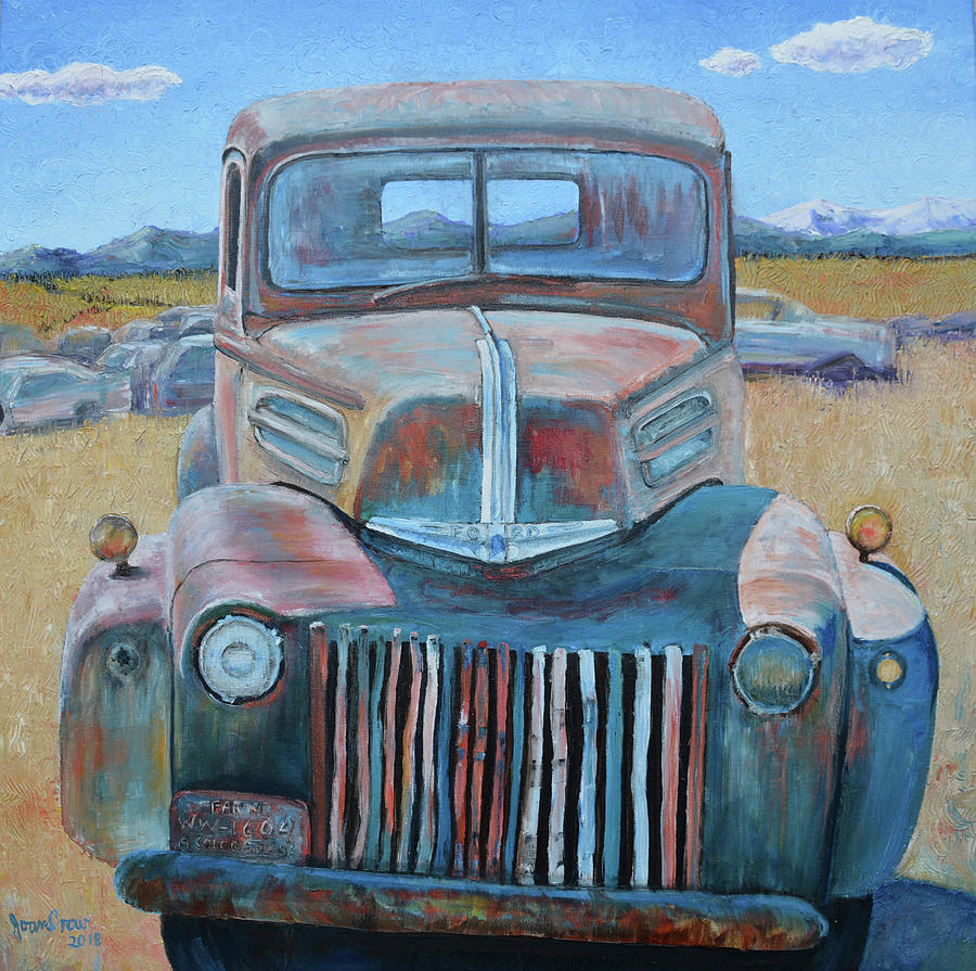 Vintage Painting - Colorado Old Farm Truck by Joan Cimyotte