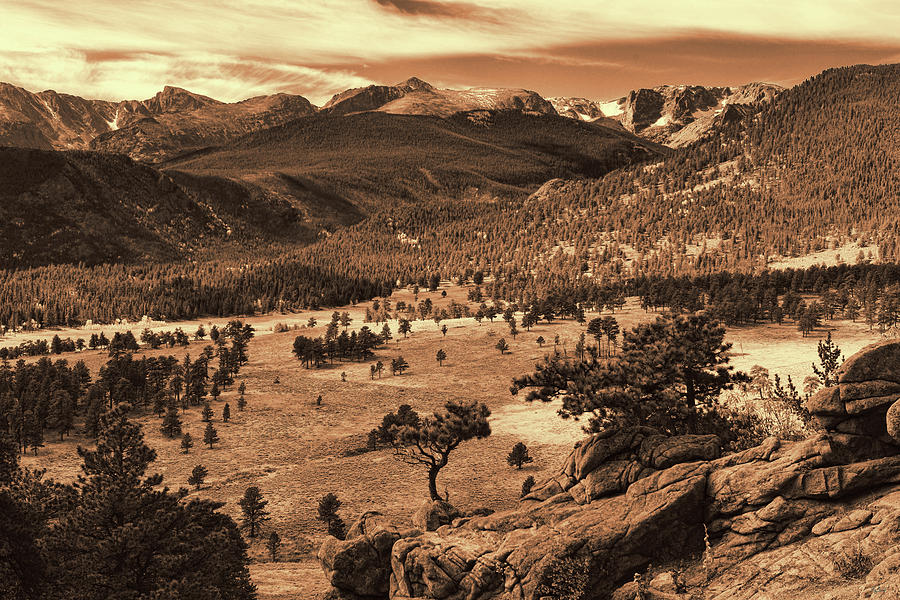 Colorado Rockies Sepia Toned Photograph