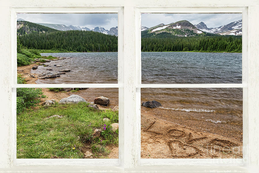 Colorado Rocky Mountain Lake Love White Washed Window View Photograph