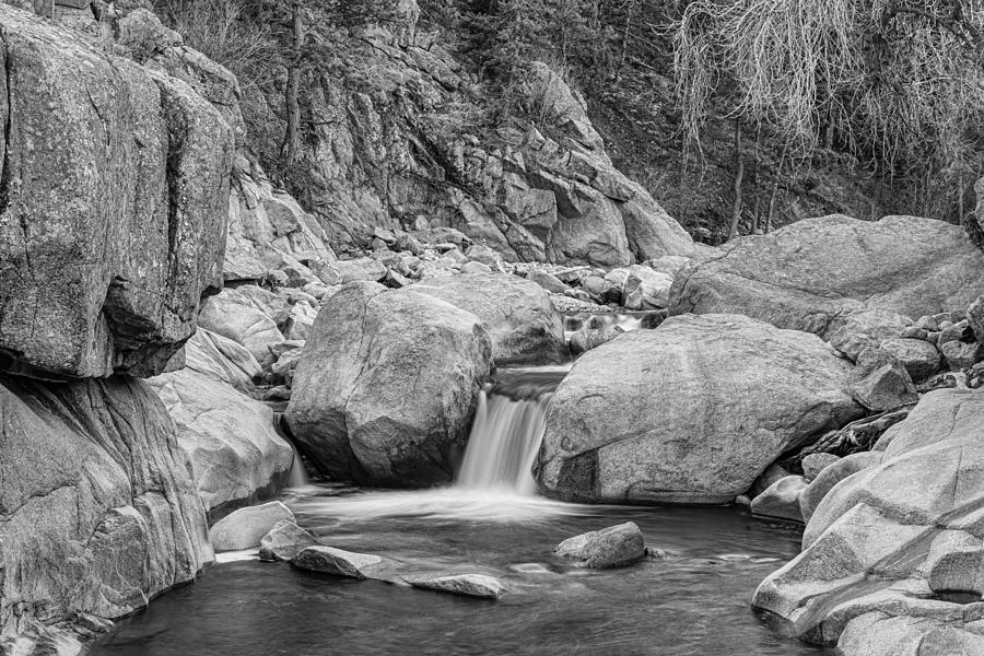 Colorado Rocky Mountain Stream Black And White Photograph