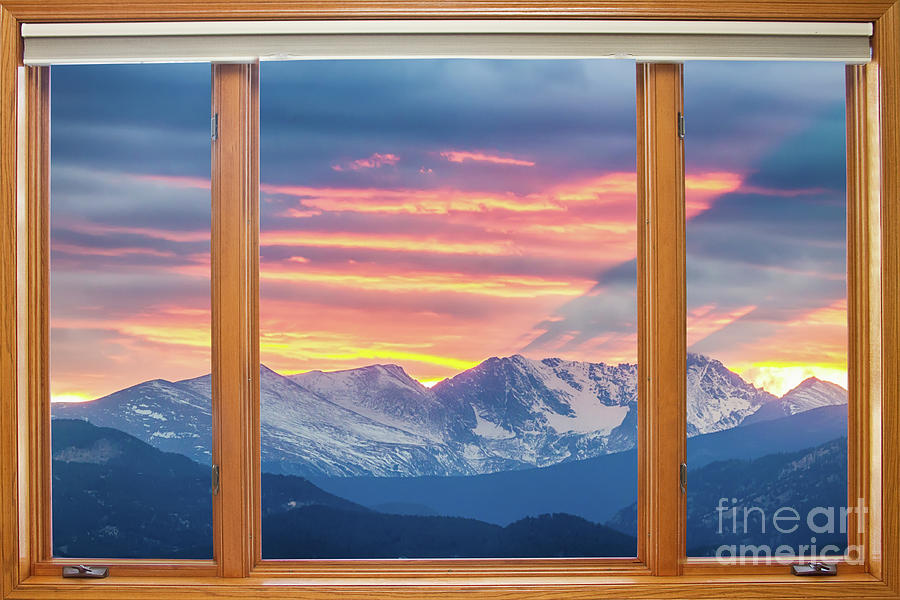 Colorado Rocky Mountain Sunset Waves Classic Wood Window View Photograph
