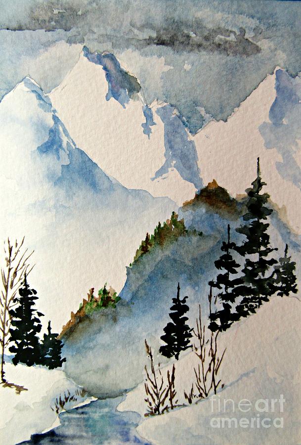 Colorado Snow Mountain Painting by Janet Cruickshank