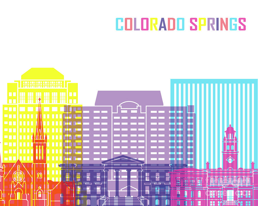 Colorado Springs Painting - Colorado Springs_V2 skyline pop by Pablo Romero