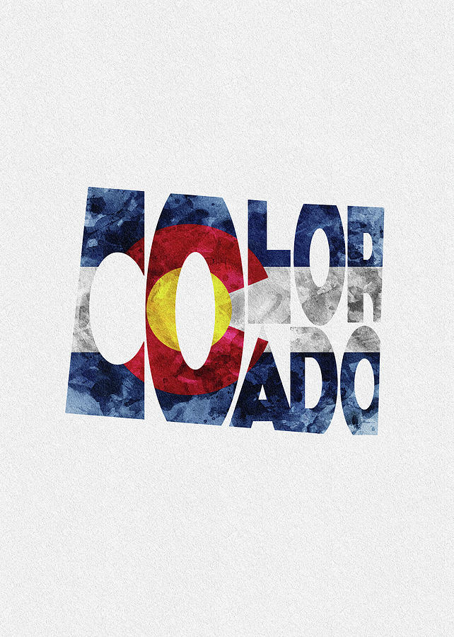 Colorado Typographic Map Flag Painting by Inspirowl Design