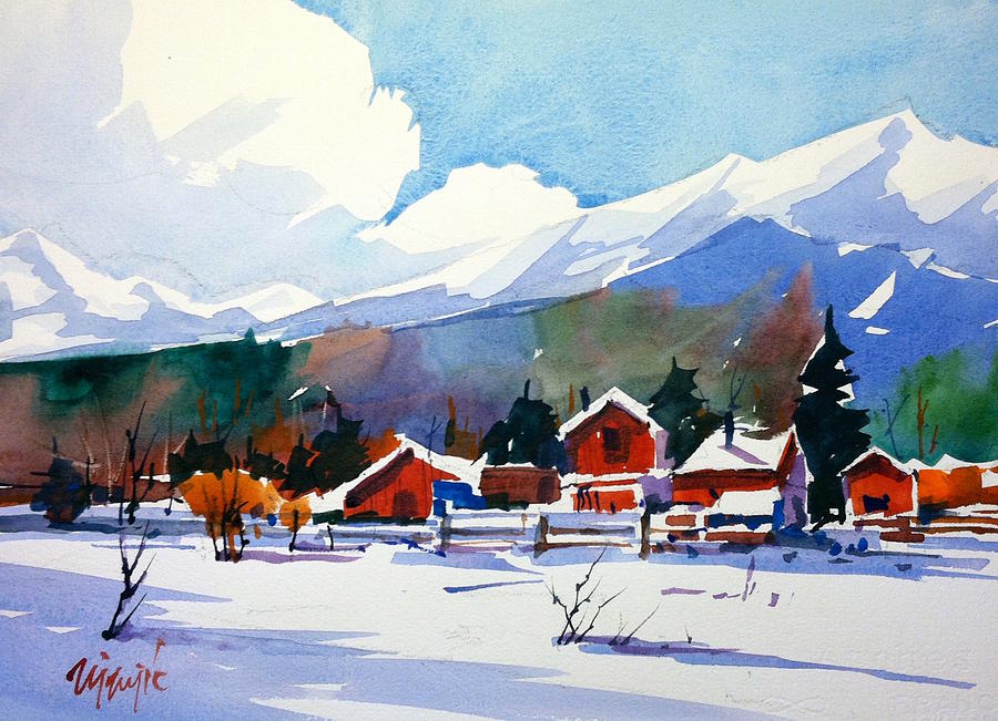 Colorado winter 8 Painting by Ugljesa Janjic