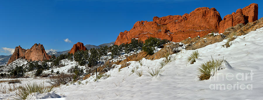 Colorado Winter Red Rock Garden Photograph by Adam Jewell