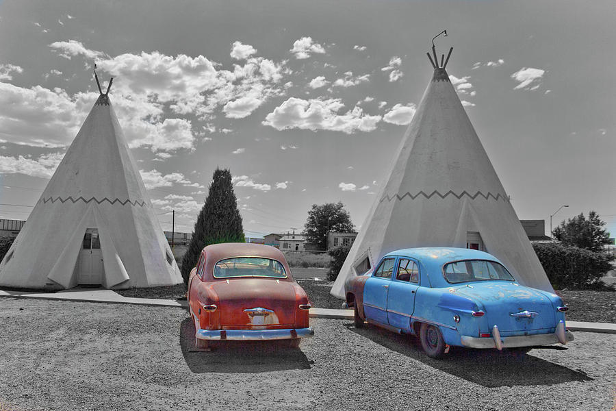 Colored Cars and Tee Pee Motel--Holbrook Photograph by Matthew Bamberg
