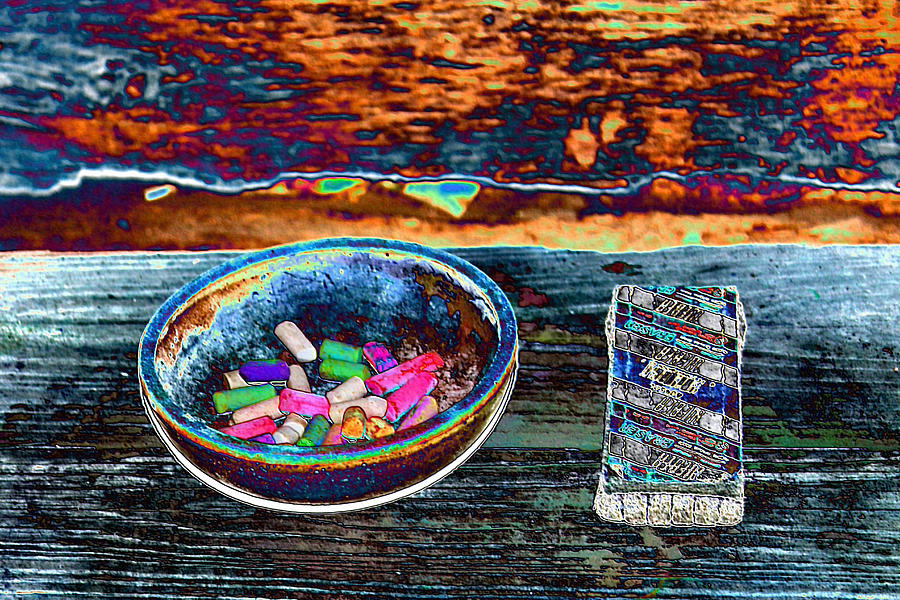Bowl Photograph - Colored Chalk by Karen Wagner