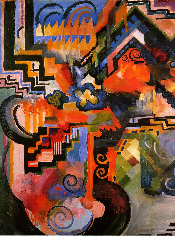 August Macke Painting - Colored Composition by August Macke