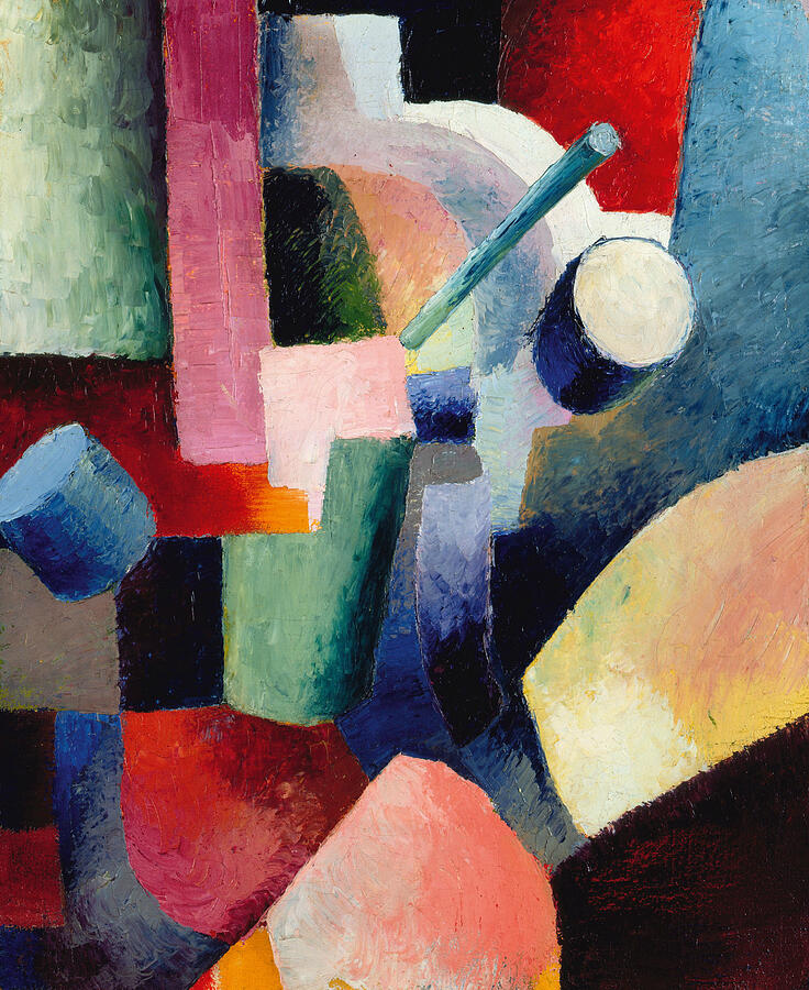 Colored Composition of Forms #5 Painting by August Macke