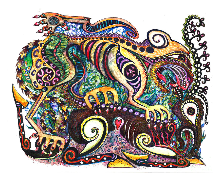 Deer Painting - Colored cultural zoo D version 2 by Melinda Dare Benfield