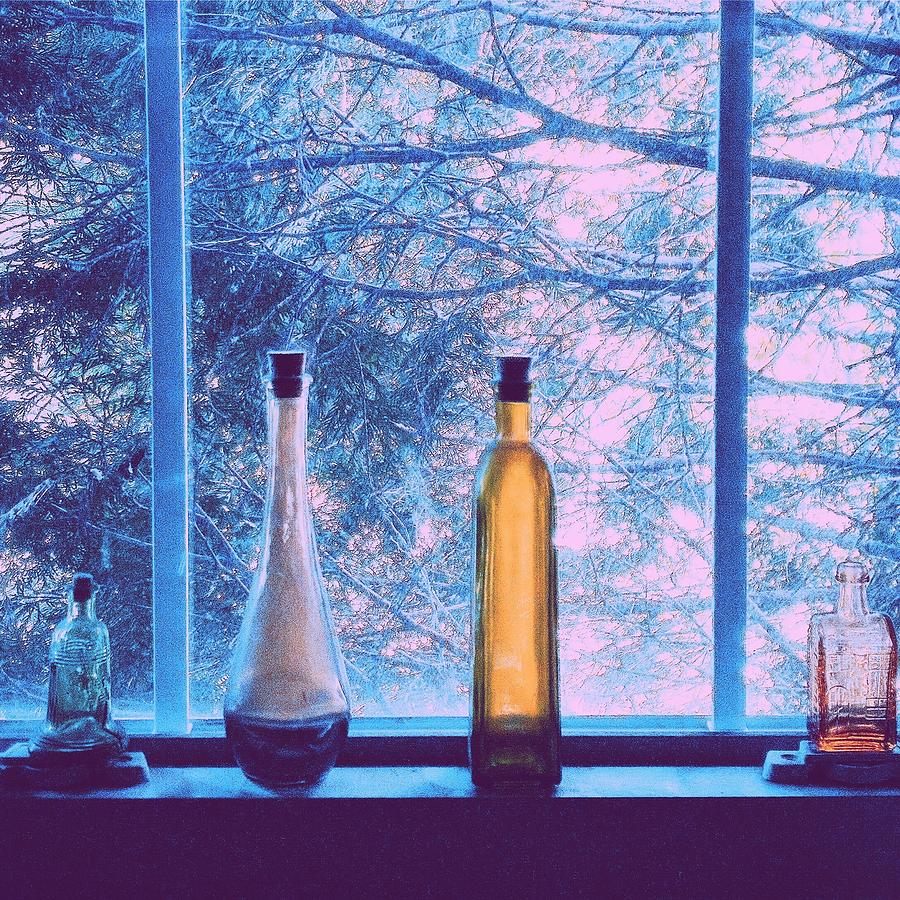 Colored Jars On The Sill Photograph
