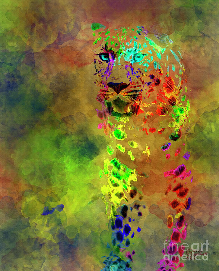 Colored Leopard Mixed Media by David Millenheft