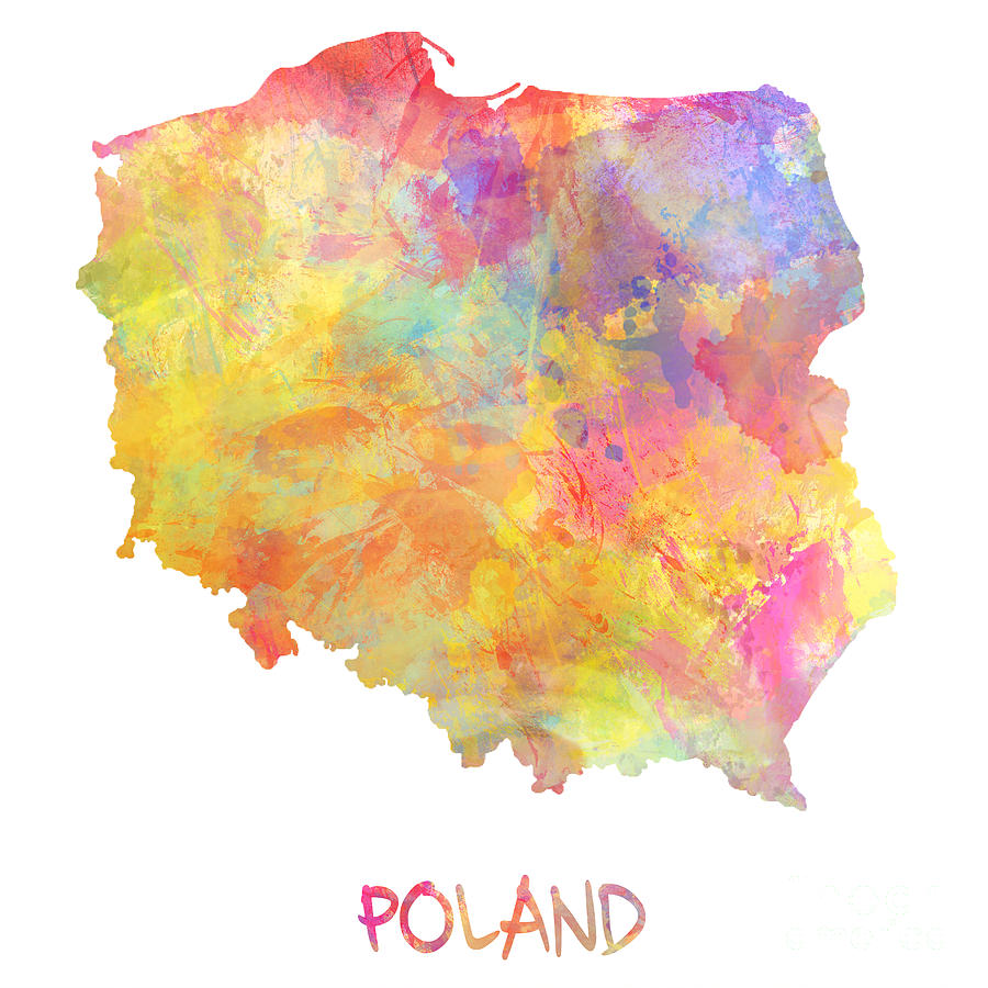 Colored Map Of Poland Painting