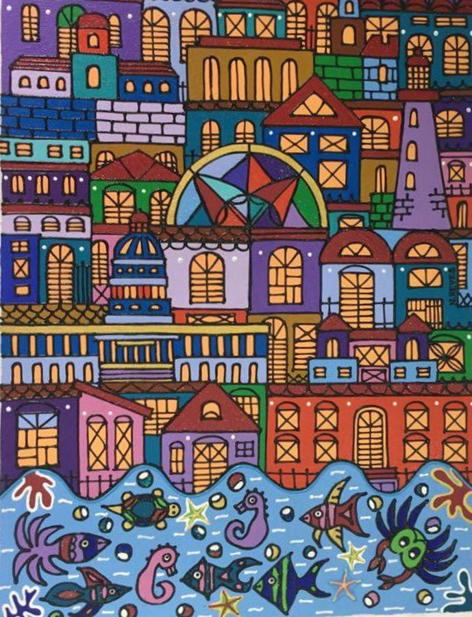 Cuba Painting - Colores De La Ciudad - Colors Of The City by Nancy Reyes