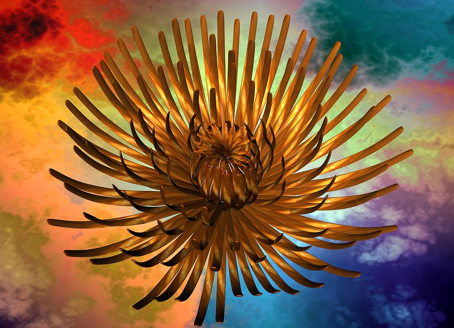 Colorful Abstract Flower Digital Art by Louis Ferreira