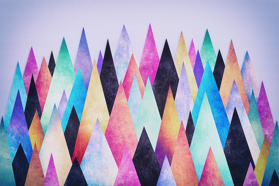 Abstract Digital Art - Colorful Abstract Geometric Triangle Peak Woods  by Philipp Rietz